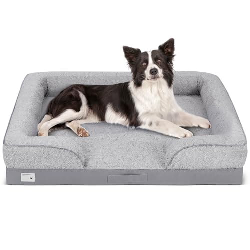 Orthopädisches Hundebett für große Hunde, wasserdichtes Hundebett mit Seiten, rutschfest und Eierkisten-Schaumstoff-Haustier-Couch-Bett mit abnehmbarem waschbarem Bezug, Hundebett mit Tragegriff, Orthopädisches Hundebett für große Hunde, wasserdichtes Hundebett mit Seiten, rutschfest und Eierkisten-Schaumstoff-Haustier-Couch-Bett mit abnehmbarem waschbarem Bezug, Hundebett mit Tragegriff, von Viihousiom