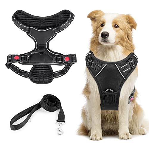 Hundeleine Große Hunde, No-Pull Hundegeschirr, Atmungsaktiv Weich Gepolstert Hundegeschirr Hunde, Reflektierend Einstellbar Brustgeschirr Hunde für Mittelgroße und Große Hunde, L/Schwarz Hundeleine Große Hunde, No-Pull Hundegeschirr, Atmungsaktiv Weich Gepolstert Hundegeschirr Hunde, Reflektierend Einstellbar Brustgeschirr Hunde für Mittelgroße und Große Hunde, L/Schwarz von Vikaster