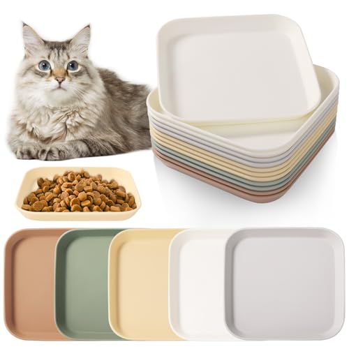 Vikcvcsc 12 Stück Katzennapf, Futternapf Katze, Katzennapf Flach, Quadrat Katzen Napfset, Farbe Katzenteller, Napf Katze, Katzennäpfe, Cat Bowl für Kätzchen und Kurzbeinige Katzen von Vikcvcsc