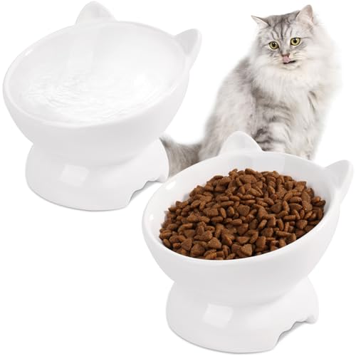 Vikcvcsc 2 Stück Katzennapf, 15° Neigung Nackenschutz Katzennapf Erhöht, Futternapf Katze, Katzennapf Keramik, Katzen Napfset für Katzenfutter und Wasser - Weiß Vikcvcsc 2 Stück Katzennapf, 15° Neigung Nackenschutz Katzennapf Erhöht, Futternapf Katze, Katzennapf Keramik, Katzen Napfset für Katzenfutter und Wasser - Weiß von Vikcvcsc
