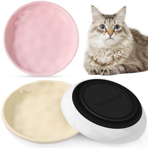 Vikcvcsc 3 Stück Katzennapf, Futternapf Katze mit Rutschfestem Silikonboden, Katzenteller Flach Keramik, Anti Whisker Fatigue Katzenschüssel, Napfset für Katzen, Kätzchen und Kleintiere Vikcvcsc 3 Stück Katzennapf, Futternapf Katze mit Rutschfestem Silikonboden, Katzenteller Flach Keramik, Anti Whisker Fatigue Katzenschüssel, Napfset für Katzen, Kätzchen und Kleintiere von Vikcvcsc