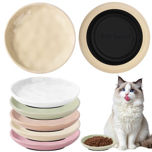 Vikcvcsc 5 Stück Katzennapf, Futternapf Katze mit Rutschfestem Silikonboden, Katzenteller Flach Keramik, Anti Whisker Fatigue Katzenschüssel, Napfset für Katzen, Kätzchen und Kleintiere Vikcvcsc 5 Stück Katzennapf, Futternapf Katze mit Rutschfestem Silikonboden, Katzenteller Flach Keramik, Anti Whisker Fatigue Katzenschüssel, Napfset für Katzen, Kätzchen und Kleintiere von Vikcvcsc