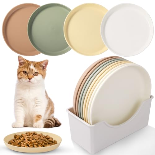 Vikcvcsc 8 Stück Katzennapf, Futternapf Katze, Katzennapf Flach, Runden Katzen Napfset, Farbe Katzenteller, Napf Katze, Katzennäpfe, Cat Bowl für Kätzchen und Kurzbeinige Katzen von Vikcvcsc
