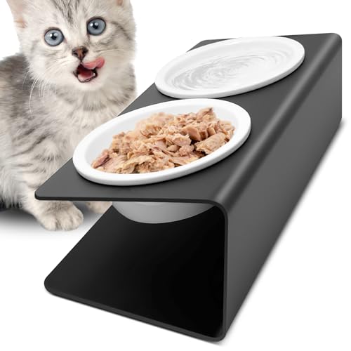Vikcvcsc Katzennapf Erhöht - 2X Fressnapf Katze aus Keramik mit Metall Ständer - Futterstation Katzen Erhöht - Katzen Napfset für Katzen Hunde Welpe Futter und Wasser Vikcvcsc Katzennapf Erhöht - 2X Fressnapf Katze aus Keramik mit Metall Ständer - Futterstation Katzen Erhöht - Katzen Napfset für Katzen Hunde Welpe Futter und Wasser von Vikcvcsc