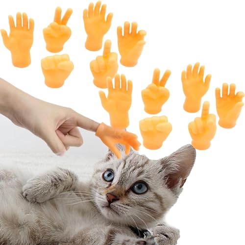 Vimlo Mini-Hände for Katzen, kleine Hände for Katzen gekreuzt, Mini-gefaltete Hände for Katzen, kleine Fingerhände, Mini-Gummi-Fingerpuppen, Katzenfinger-Spielzeug (Color : 12pcs) von Vimlo