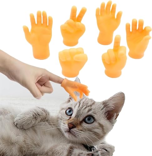 Vimlo Mini-Hände for Katzen, kleine Hände for Katzen gekreuzt, Mini-gefaltete Hände for Katzen, kleine Fingerhände, Mini-Gummi-Fingerpuppen, Katzenfinger-Spielzeug (Color : 6pcs) von Vimlo