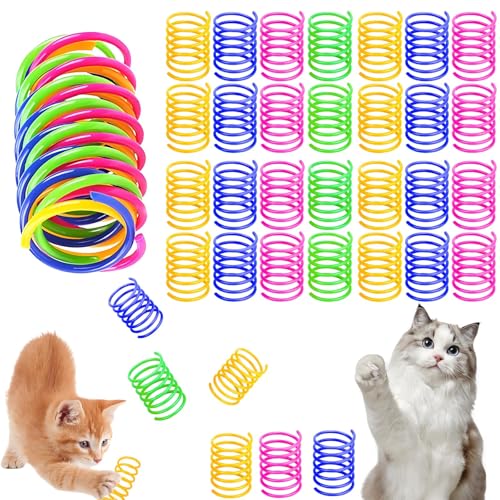 Vimmvid 48 Stück Katzenspielzeug Spirale, Spiralen Katzen Größe von 5 cm Länge und 2 cm Durchmesser, Katzen Wirbel Spielzeug Ideal für Hunde Kaninchen und Andere Kleine die Spielzeug für Tiere Mögen von Vimmvid