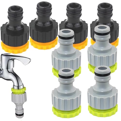 Vimmvid 8 Stück Wasserhahn Regentonne Set Adapter für Wasserhahn Stecker Kit Passend für Die Meisten Gartenschlauch Adapter Wasserhahn Standard Gartenschläuche oder Wasserhähne(Grün Orange) von Vimmvid