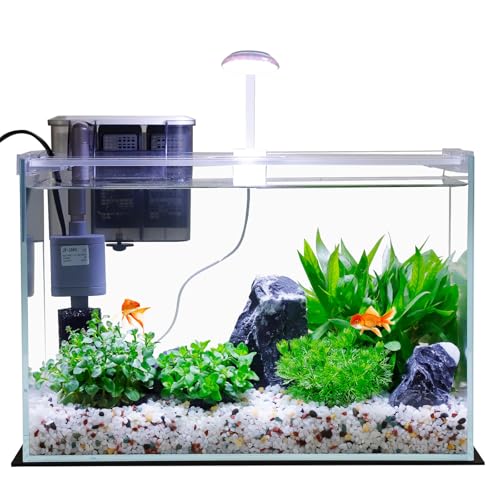 Betta Aquarium-Starter-Set mit Filter, Lichtern, Aquariumbürste und Wasserwechsler aus Glas, 1,9 l Betta Aquarium-Starter-Set mit Filter, Lichtern, Aquariumbürste und Wasserwechsler aus Glas, 1,9 l von Vimvins