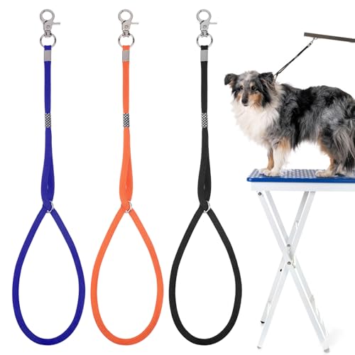 Fellpflegeschlaufen für Hunde, Nylon-Schlaufe, verstellbares Rutschseil, 55,9 cm, Fellpflegezubehör für Haustierpflege, Tisch, Badewanne, 3 Stück (3 Farben) von Vin Beauty