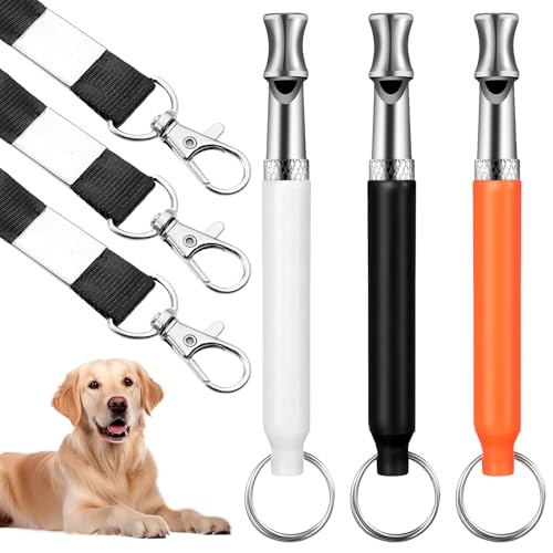 Vin Beauty 3 Stück verstellbare Ultraschall-Hundepfeife, geräuschlos, Hundetrainingspfeifen mit Umhängeband, professionelle Hundepfeife, damit Hunde zu Ihnen kommen (Weiß + Schwarz + Orange) von Vin Beauty