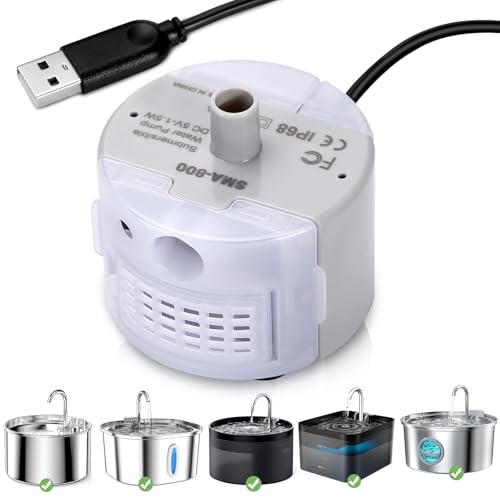 Katzenbrunnen Pumpe, Ersatzpumpe für Katzenbrunnen Edelstahl, Ultraleise Haustier Pumpe für Katzentrinkbrunnen aus Edelstahl（No Adapter von VinDox