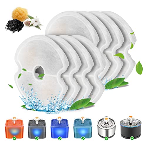 Vindox Katzenbrunnen Filter 8er Pack Trinkbrunnenfilter mit Harz und Aktivkohle, Trinkbrunnen Filter Ersatzfilter Haustierfilter für 2,0-2,5 L Katzen Wasserbrunnen Trinkbrunnen,Rund von VinDox