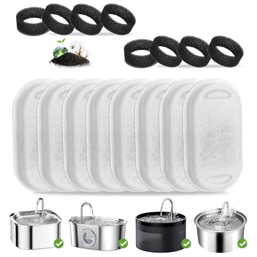 Filter für Katzenbrunnen, Vindox 8 Stück Katzenbrunnen Filter und 8 Stück Wasserpumpen Filterschwamm für 2L/3.2L/4L Trinkbrunnen für Katze Edelstahl, Ersatzfilter mit Aktivkohle Kohlefilter Filter für Katzenbrunnen, Vindox 8 Stück Katzenbrunnen Filter und 8 Stück Wasserpumpen Filterschwamm für 2L/3.2L/4L Trinkbrunnen für Katze Edelstahl, Ersatzfilter mit Aktivkohle Kohlefilter von VinDox