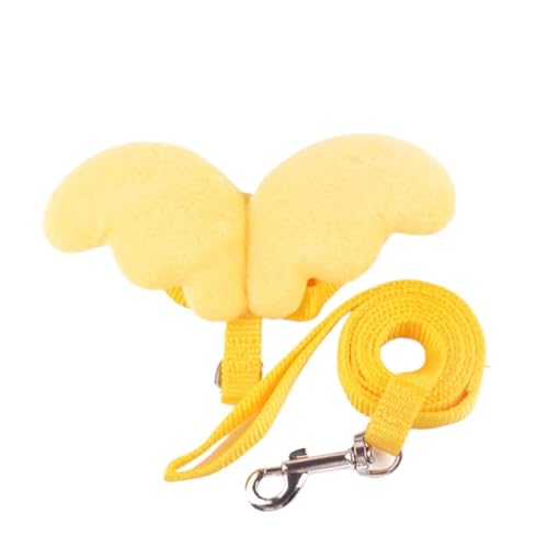 Angel Wings Katzengeschirr, Haustiergeschirr und Leine, Set für Katzen, Welpen, Kaninchen, Kätzchen, Zubehör, Artículos (Farbe: Gelb, Größe: M 3,5–7 kg) von VinerY