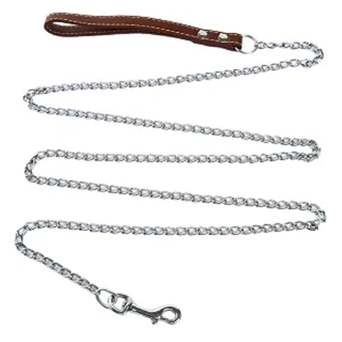 Bissfeste robuste Kette Hundeleine Haustier Metall Leine Griff Trigger Haken Haustier Training Halsband Leine Halskette Hund Produkt (Farbe: Kaffee, Größe: 180 cm) von VinerY