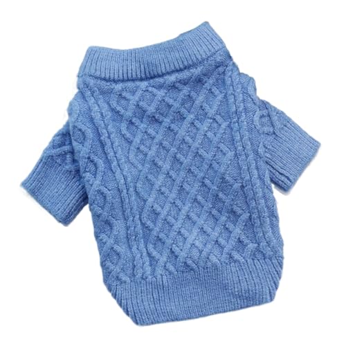 Blauer Hundepullover, kreativer Buchstabe, Welpenstrickpullover, Haustier, Herbst-/Winterbekleidung, Teddy, warmer Pullover, Bichon, weiche Heimkleidung (Farbe: Farbe-1, Größe: XS) von VinerY