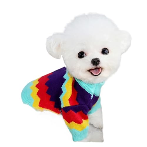Blauer Hundepullover, kreativer Buchstabe, Welpenstrickpullover, Haustier, Herbst-/Winterbekleidung, Teddy, warmer Pullover, Bichon, weiche Heimkleidung (Farbe: Farbe-4, Größe: S) von VinerY