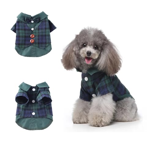 Gentleman-Hundekleidung, Hunde-Hochzeits-Outfit, niedlicher Frack, Haustieranzug, gestreifter Hund, Smoking, Fliege, französische Bulldogge, Halloween-Kostüm (Farbe: grüne Weste, Größe: M) von VinerY
