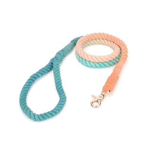 Handgewebtes Halsband für Haustiere, mit Farbverlauf, für den Außenbereich, Seil, runde Baumwoll-Leine, Haustierprodukte (Farbe: Leine A-3, Größe: XS) von VinerY