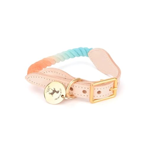 Handgewebtes Halsband für Haustiere, mit Farbverlauf, für den Außenbereich, aus Seil, runde Baumwoll-Leine, Haustierprodukte (Farbe: Halsband 3, Größe: M) von VinerY