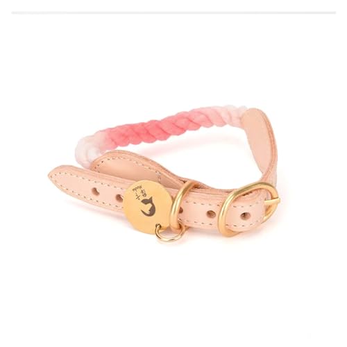 Handgewebtes Halsband für Haustiere, mit Farbverlauf, für den Außenbereich, aus Seil, runde Baumwoll-Leine, Haustierprodukte (Farbe: Halsband 5, Größe: L) von VinerY
