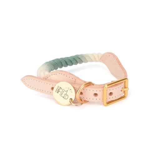 Handgewebtes Halsband für Haustiere, mit Farbverlauf, für den Außenbereich, aus Seil, runde Baumwoll-Leine, Haustierprodukte (Farbe: Halsband 6, Größe: S) von VinerY