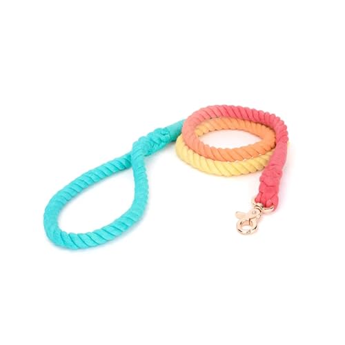 Handgewebtes Halsband für Haustiere, mit Farbverlauf, für den Außenbereich, aus Seil, runde Baumwoll-Leine, Haustierprodukte (Farbe: Leine A-7, Größe: L) von VinerY