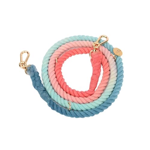 Handgewebtes Halsband für Haustiere, mit Farbverlauf, für den Außenbereich, aus Seil, runde Baumwoll-Leine, Haustierprodukte (Farbe: Leine B-1, Größe: XL) von VinerY