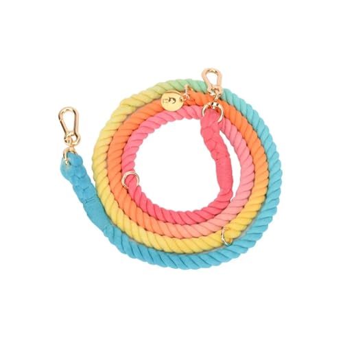 Handgewebtes Halsband für Haustiere, mit Farbverlauf, für den Außenbereich, aus Seil, runde Baumwoll-Leine, Haustierprodukte (Farbe: Leine B-7, Größe: L) von VinerY