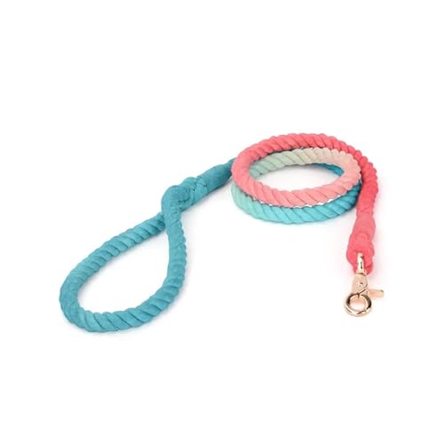 Handgewebtes Halsband für Haustiere, mit Farbverlauf, für den Außenbereich, aus Seil, runde Hundeleine, aus Baumwolle, Haustierprodukte (Farbe: Leine A-1, Größe: XS) von VinerY