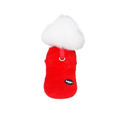 Haustier Herbst und Winter Fleece Kleidung Hund Katze Warmer Mantel Einfarbiges Fleece-Sweatshirt für kleine, mittelgroße Hunde, Teddy-Bichon-Pullover (Farbe: Rot, Größe: S) von VinerY