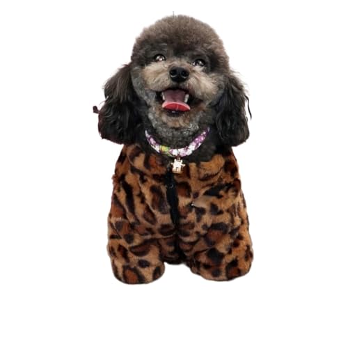 Haustierkleidung Herbst Winter Plüschmantel Leopardenmuster Pullover Bunte Farben Kleine Hunde Katzen Jacke Pelzpullover Bulldogge Mops Pudel (Farbe: Leopardenmuster, Größe: S) von VinerY