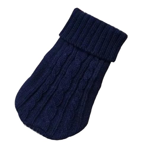 Hunde-Winterkleidung, gestrickte Haustierkleidung für kleine, mittelgroße Hunde, Chihuahua, Welpen, Haustierpullover, Yorkshire, reiner Hundepullover (Farbe: Marineblau, Größe: L (10), 2,5–4 kg von VinerY