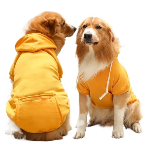 Hunde-Wintermantel, Haustierjacke, kariert, wendbar, für kaltes Wetter, Hundekleidung für kleine, mittelgroße und große Hunde (Farbe: Gelb, Größe: XXL (7–9 kg)) von VinerY