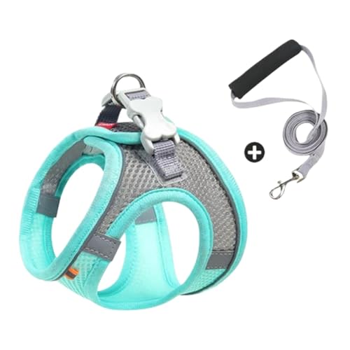 Hundegeschirr und Katzengeschirr, Weste, Brustseil, reflektierend, atmungsaktiv, verstellbar, Haustiergeschirr für kleine, mittelgroße Hunde, Spaziergänge im Freien (Farbe: grünes Geschirr-Set, Größe: Hundegeschirr und Katzengeschirr, Weste, Brustseil, reflektierend, atmungsaktiv, verstellbar, Haustiergeschirr für kleine, mittelgroße Hunde, Spaziergänge im Freien (Farbe: grünes Geschirr-Set, Größe: von VinerY