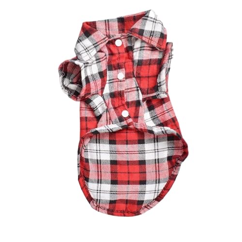 Hundekleidung, Haustier-Shirt, klassisches Karomuster, Hundekleidung für kleine Hunde, Französische Bulldogge, Welpen, Hunde-T-Shirt für Hunde, Haustierkleidung (Farbe: Rot, Größe: S) von VinerY