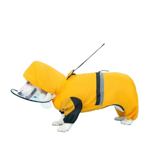 Hundekleidung Hunderegenmantel Wasserdichte Kleidung für Hunde Regenbekleidung Overall Kleidung Anzüge Outfit Kleidung Reflektierende Corgi Hunde Regenjacke (Farbe: Gelb, Größe: XL) von VinerY