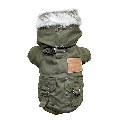 Hundekleidung Winter Hundekleidung Warme Welpenjacke Mantel für kleine mittelgroße Hunde Chihuahua Kapuzenbekleidung Yorkies Hoodie Haustierkleidung (Farbe: Grün, Größe: XS) von VinerY