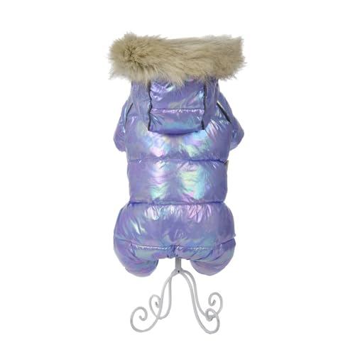 Hundekleidung für kleine und mittelgroße Hunde, Winter, warm, Welpen, Kätzchen, Overall, wasserdicht, reflektierend, Chihuahua-Jacke, Mantel, Kostüme (Farbe: Lila, Größe: 16) von VinerY