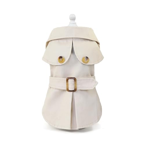 Hundemantel, Trench-Haustierjacke, Herbst-Winter, Hundekleidung für kleine Hunde, Yorkie-Gürtel, Dekoration, Welpen, Katzen, Kostüm, Pudel, Chihuahua, Outfits (Farbe: Beige, Größe: S) von VinerY
