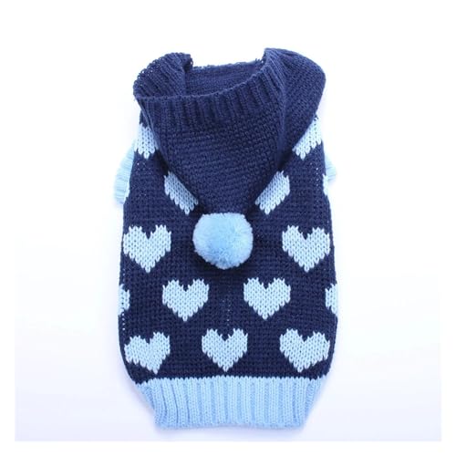 Hundepullover, Kapuzenpullover, Herzmuster, Pullover, Haustier, Welpenmantel, Jacke, warme Kleidung für Chihuahua (Farbe: Marineblau, Größe: XL) von VinerY