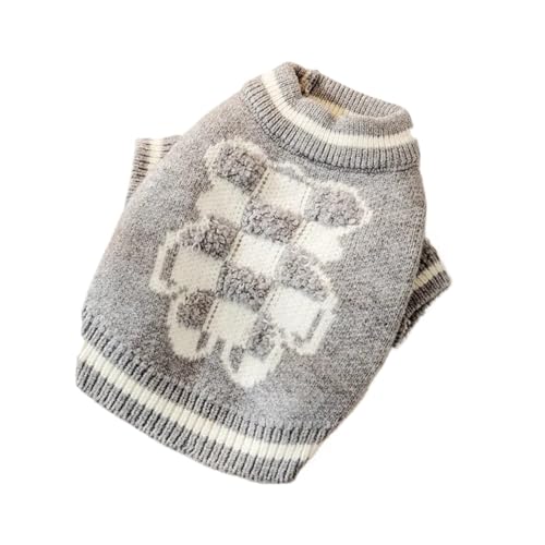 Hundepullover für kleine, mittelgroße Hunde, Winter, warm, Welpen, Rollkragen, modische Katzen-Strickpullover, Chihuahua-Hundekleidung, Hundemantel (Farbe: Grau, Größe: M) von VinerY