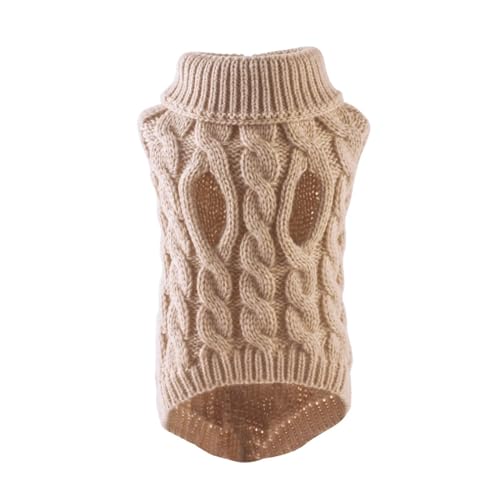 Hundepullover für kleine, mittelgroße Hunde und Katzen, Winterkleidung, warm, Rollkragen, Chihuahua, Weste, weicher Yorkie-Mantel, Teddyjacke (Farbe: Beige, Größe: XL) von VinerY