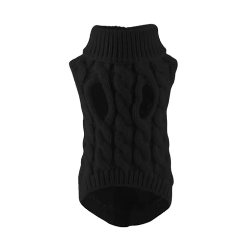 Hundepullover für kleine Hunde, warme Winterkleidung, Rollkragen, gestrickte Haustierkleidung, Welpen, Katzen, Pullover, Weste, Chihuahua, Yorkie-Mantel (Farbe: Schwarz, Größe: XL) von VinerY