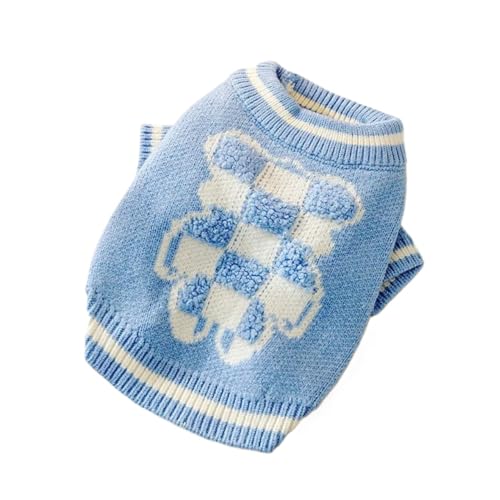 Hundepullover für kleine und mittelgroße Hunde, Winter, warmer Welpen-Rollkragen, modische Katzen-Strickpullover, Chihuahua-Hundekleidung, Hundemantel (Farbe: Blau-02, Größe: XL) von VinerY