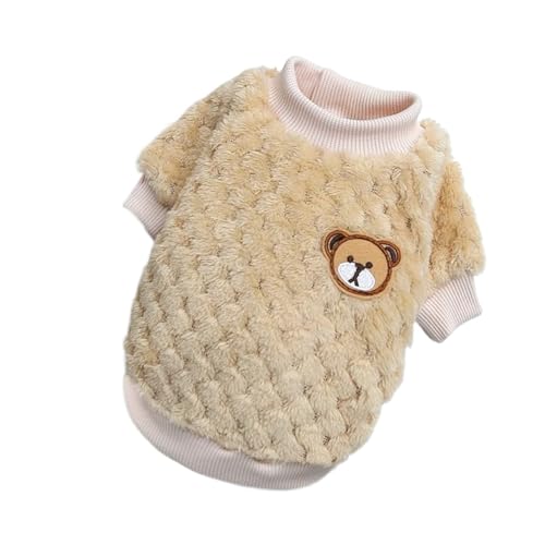 Hundeweste mit Bärenstickerei, Winter, warme Hundekleidung für kleine Hunde, Plüsch, Welpen, Katzen, Yorkies, Chihuahua, Shih Tzu Mops, Outfits (Farbe: Beige, Größe: XS) von VinerY