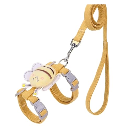 Katzengeschirr, Leine, Halsband-Set, verstellbar, Cartoon-Biene, doppellagig, Hundegeschirr für kleine und mittelgroße Haustiere, Leine für Spaziergänge im Freien (Farbe: PS283-gelb, Größe: S (1,5–4 Katzengeschirr, Leine, Halsband-Set, verstellbar, Cartoon-Biene, doppellagig, Hundegeschirr für kleine und mittelgroße Haustiere, Leine für Spaziergänge im Freien (Farbe: PS283-gelb, Größe: S (1,5–4 von VinerY