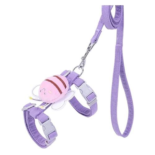Katzengeschirr, Leine, Halsband-Set, verstellbar, Cartoon-Biene, doppellagig, Hundegeschirr für kleine und mittelgroße Haustiere, Leine für Spaziergänge im Freien (Farbe: PS283-lila, Größe: M (4,5–7,5 Katzengeschirr, Leine, Halsband-Set, verstellbar, Cartoon-Biene, doppellagig, Hundegeschirr für kleine und mittelgroße Haustiere, Leine für Spaziergänge im Freien (Farbe: PS283-lila, Größe: M (4,5–7,5 von VinerY