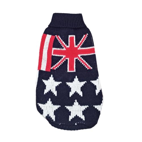 Niedlicher Katzenpullover, Kostüm, Winter, warme Haustierkleidung für Katzen, Pullover, Maskotta, Kleidung für Tiere (Farbe: England-Flagge, Größe: 14) von VinerY